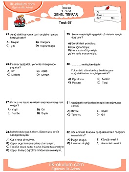 ilkokul 1. Sınıf Genel Tekrar Testleri 